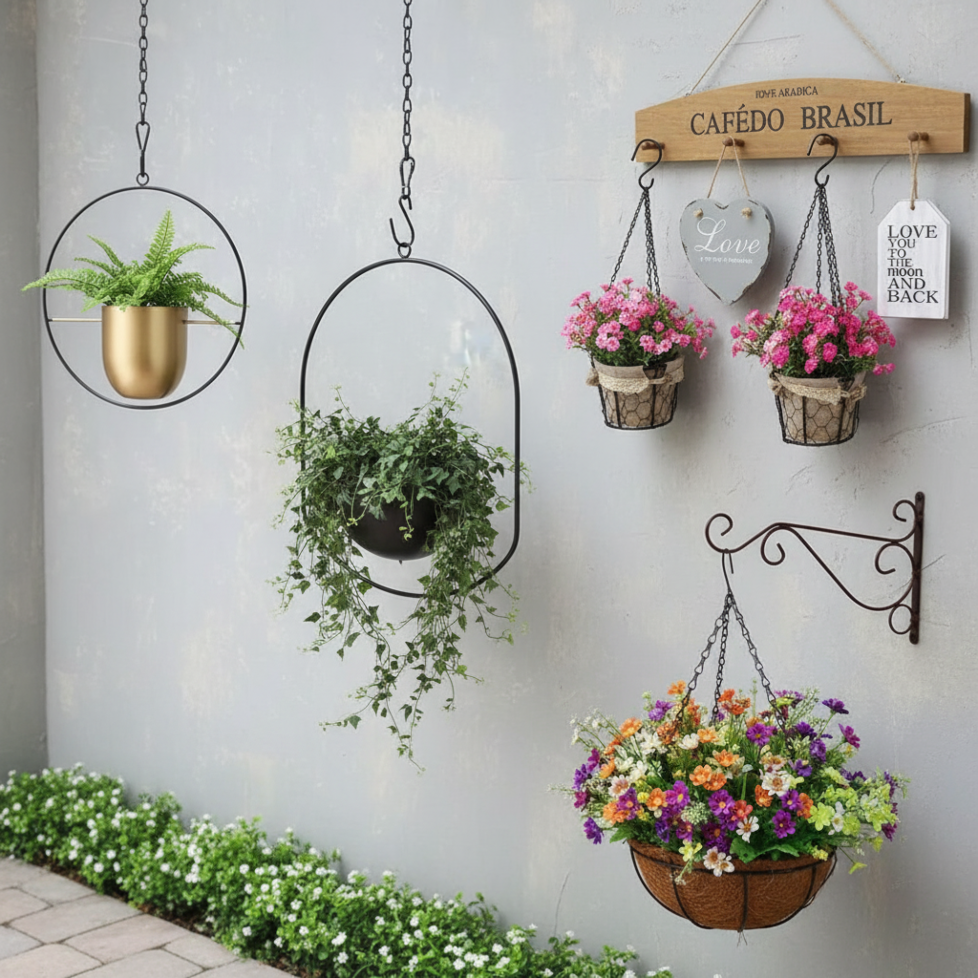 Adjustable Metal Hanging Chains With Hooks Set For Planters And Lanterns