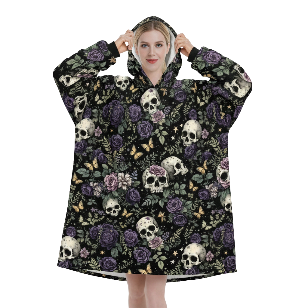 Black Witchy Black Wildflower Hooded Jumper
