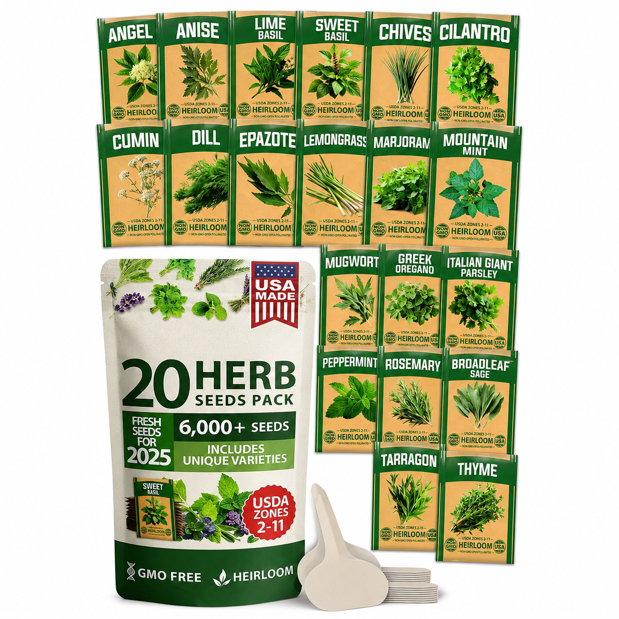 Indoor Outdoor Heirloom Herb Variety Seeds Pack