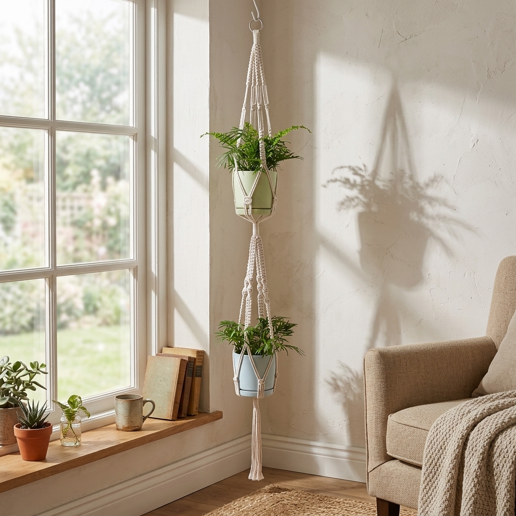 Handmade Boho Woven Tiered Plant Hanger