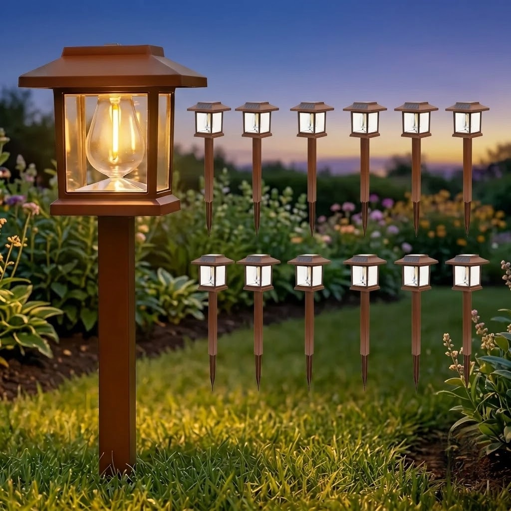 12 Pieces Waterproof And Upgraded LED Solar Pathway Light For Outdoor Garden 