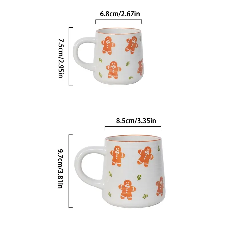 Striped Embossed Christmas Ceramic Coffee Mug