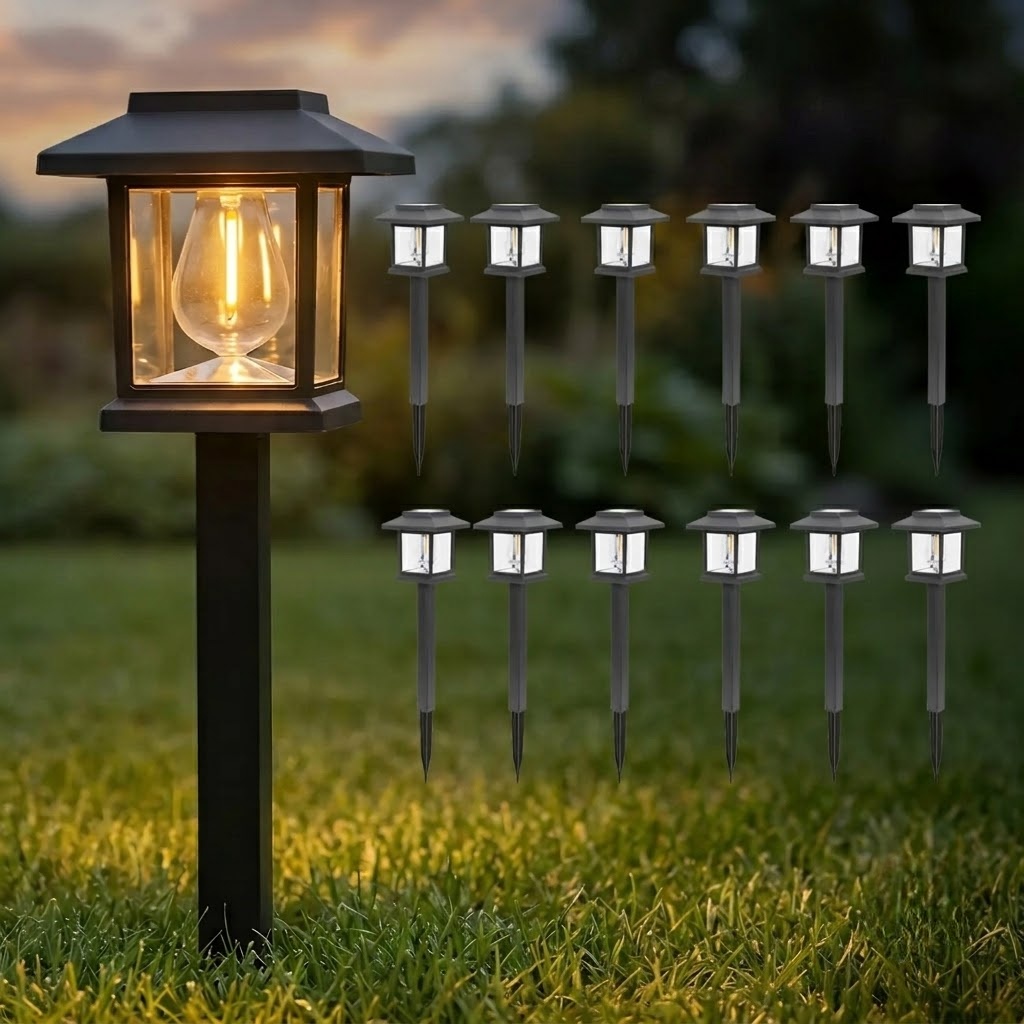 12 Pieces Waterproof And Upgraded LED Solar Pathway Light For Outdoor Garden 