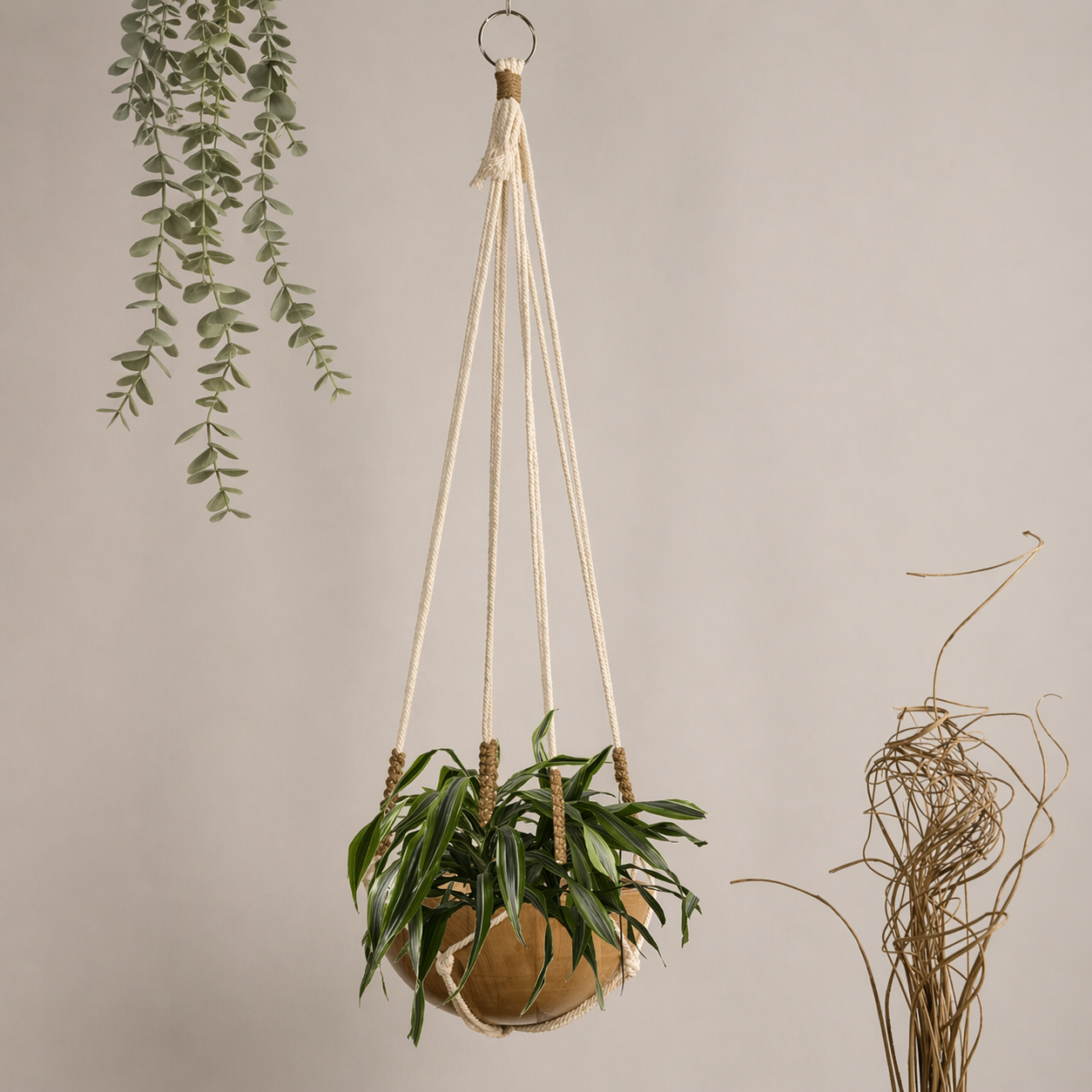 Handmade Macrame Boho Multifunctional Plant Holder With Tassel Decor