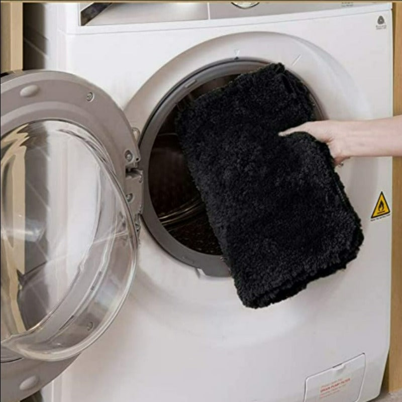 Black Bathroom Rug Non Slip Bath Mat - Water Absorbent Soft Microfiber Shaggy Bathroom Mat Machine Washable Bath Rug for Bathroom Thick Plush Rugs for Shower - Grafton Collection