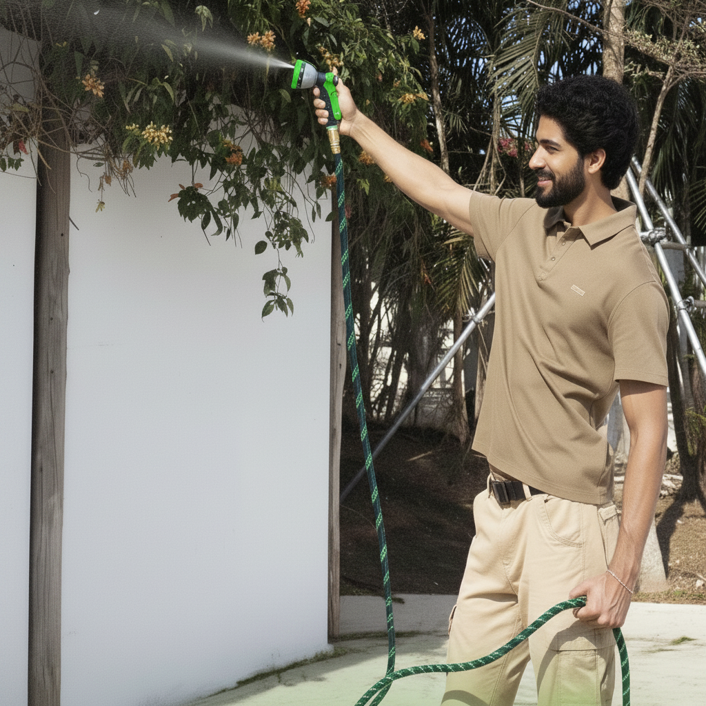 Braided Garden Hose Set With 10 Function Adjustable Spray Nozzle Lightweight Flexible Water Hose