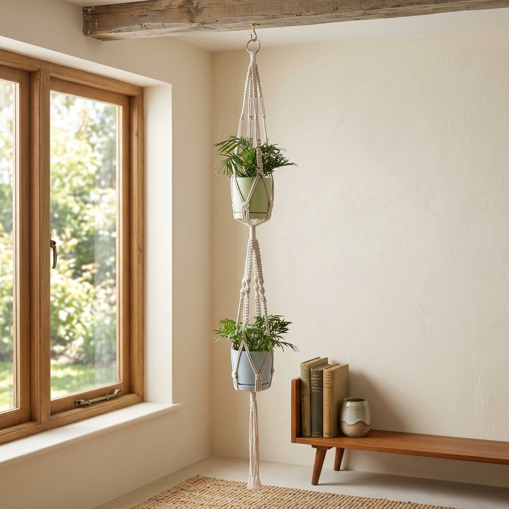 Handmade Boho Woven Tiered Plant Hanger