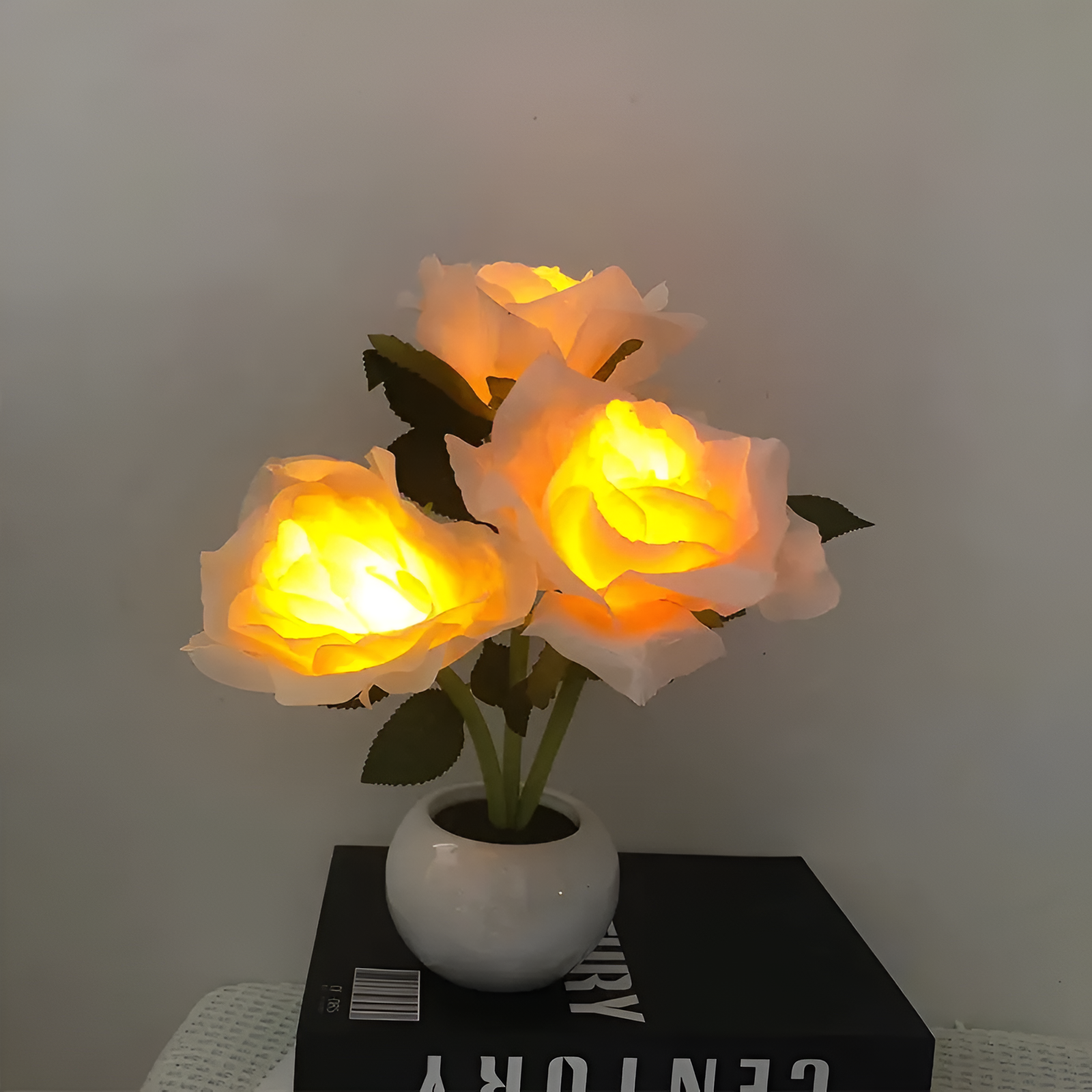 Tulip Design LED Night Table Lamp With Vase For Decor
