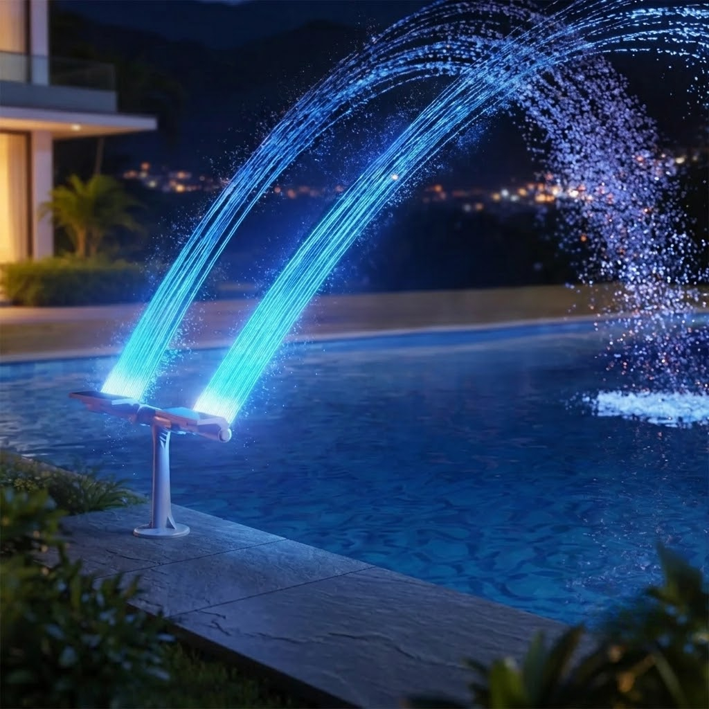 Dual Spray Solar Pool Fountain With Lights