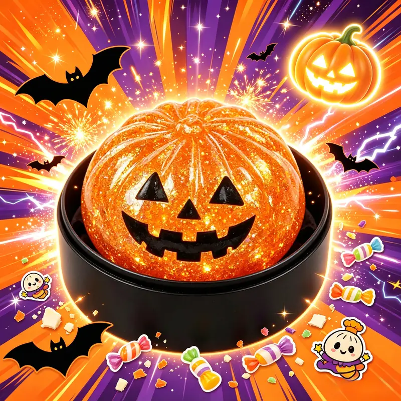 Pack Of 6 Halloween Glitter Dumpling Squeeze Toys Mini Bread Roll Set