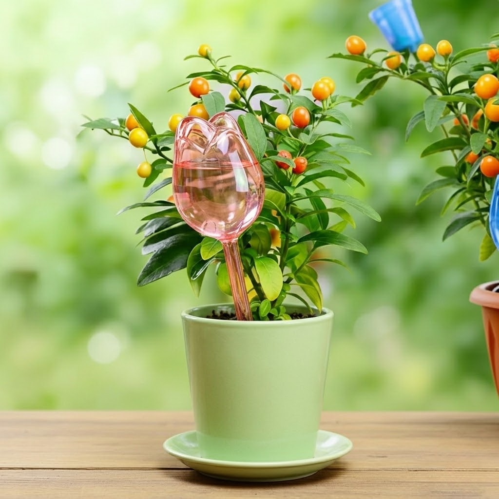 Tulip Shaped Self Watering Globes With Narrow Mouth Design For Indoor Outdoor Potted Plants