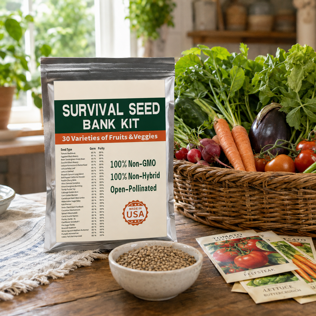 Non Gmo 30 Varieties Heirloom Vegetables Garden Seeds