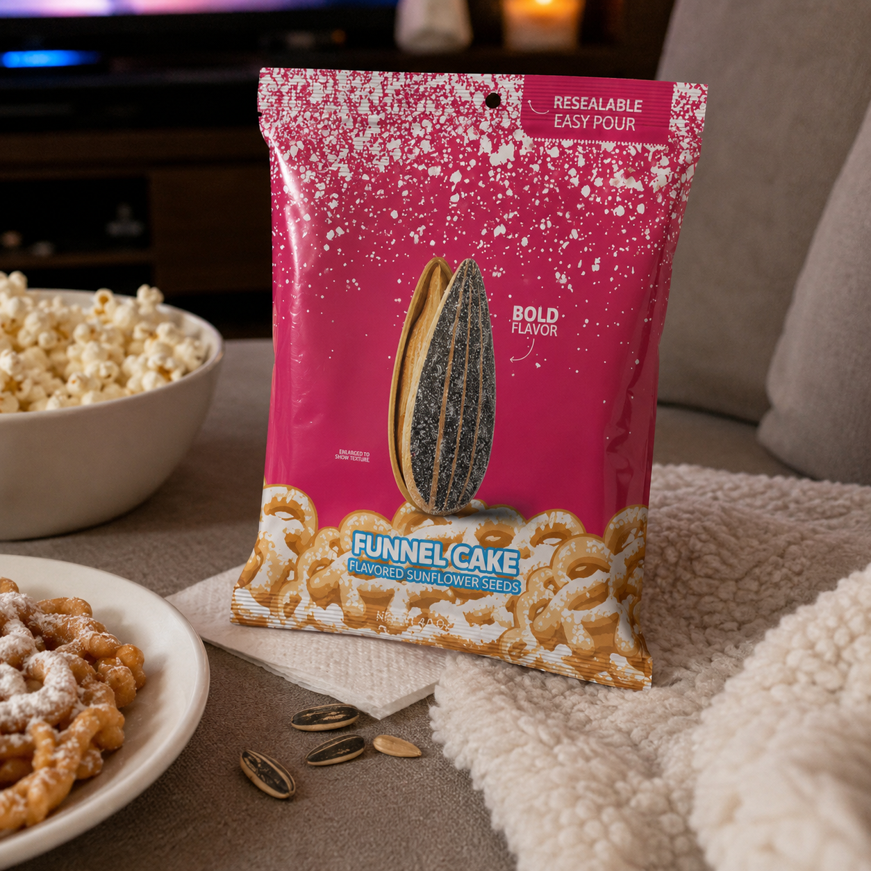 Pack Of 6 Sunflower Seeds Funnel Cake With Resealable 4oz Bags