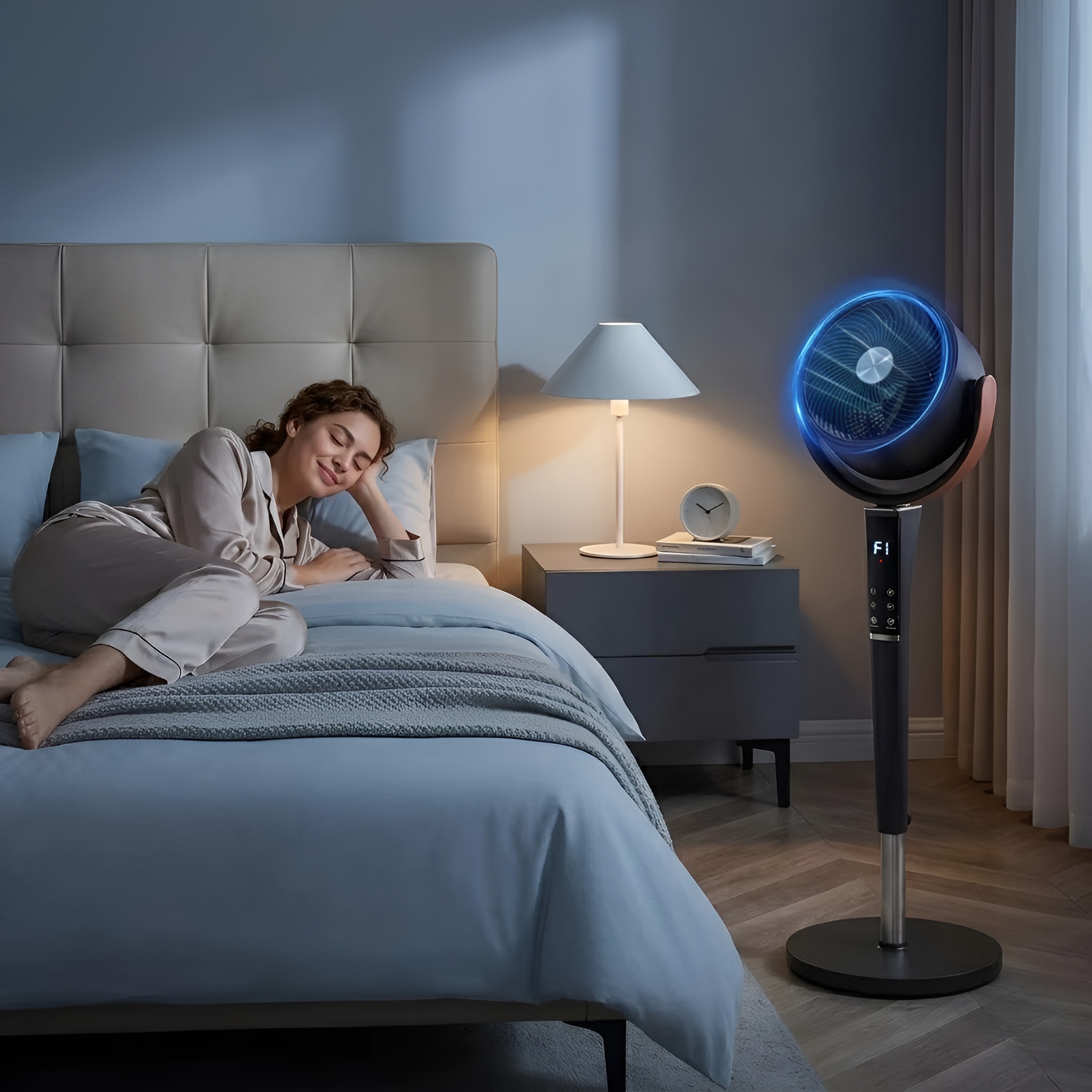 Portable LED Light Bedroom Pedestal Fan With Remote