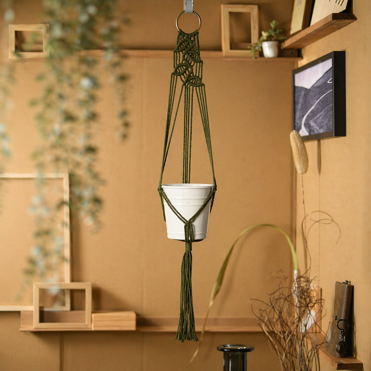 Macrame Plant Hanger With Tassel For Indoor Decor Pot