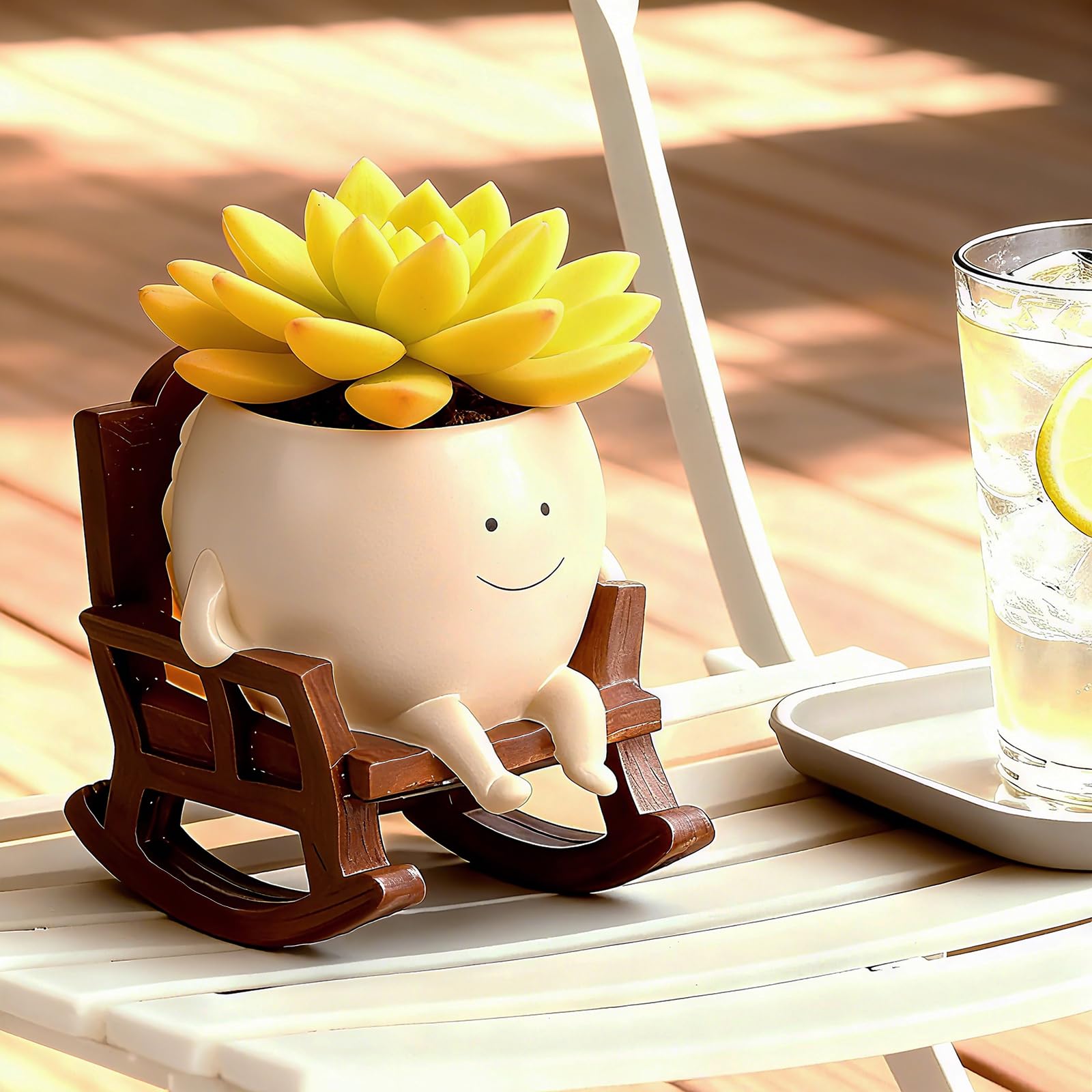 Indoor Outdoor Plants, Unique Sit Rocking Chair Succulent Flower Pots