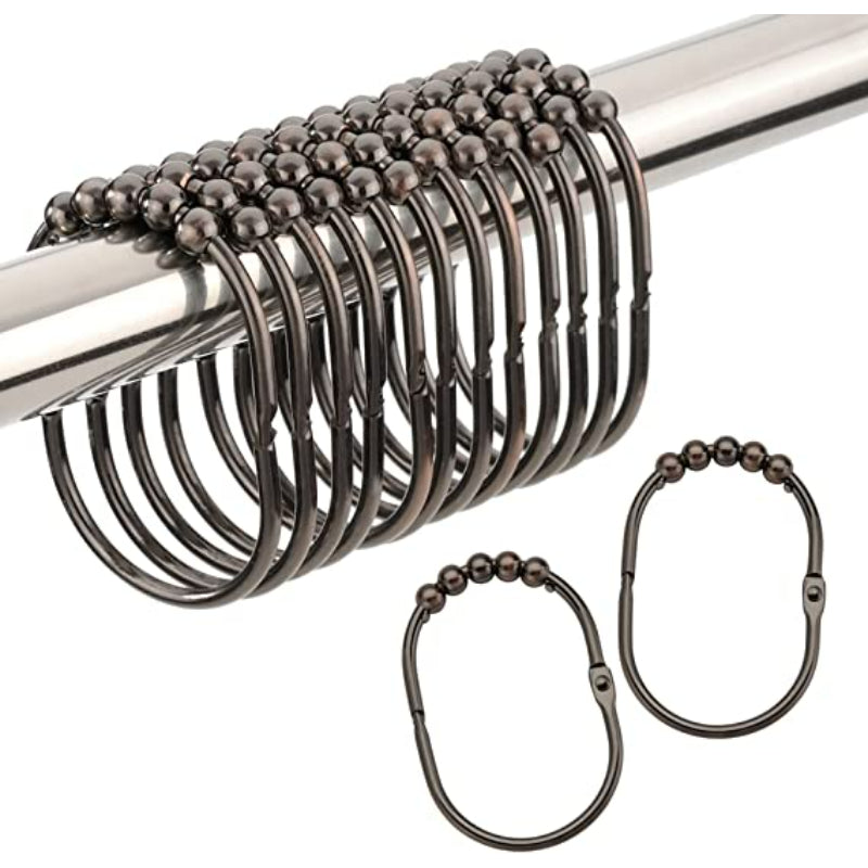 Oval Shaped Curtain Hooks Rings- Decorative Shower Curtain Hooks, Rust Proof Stainless Steel Shower Curtain Rings - Grafton Collection