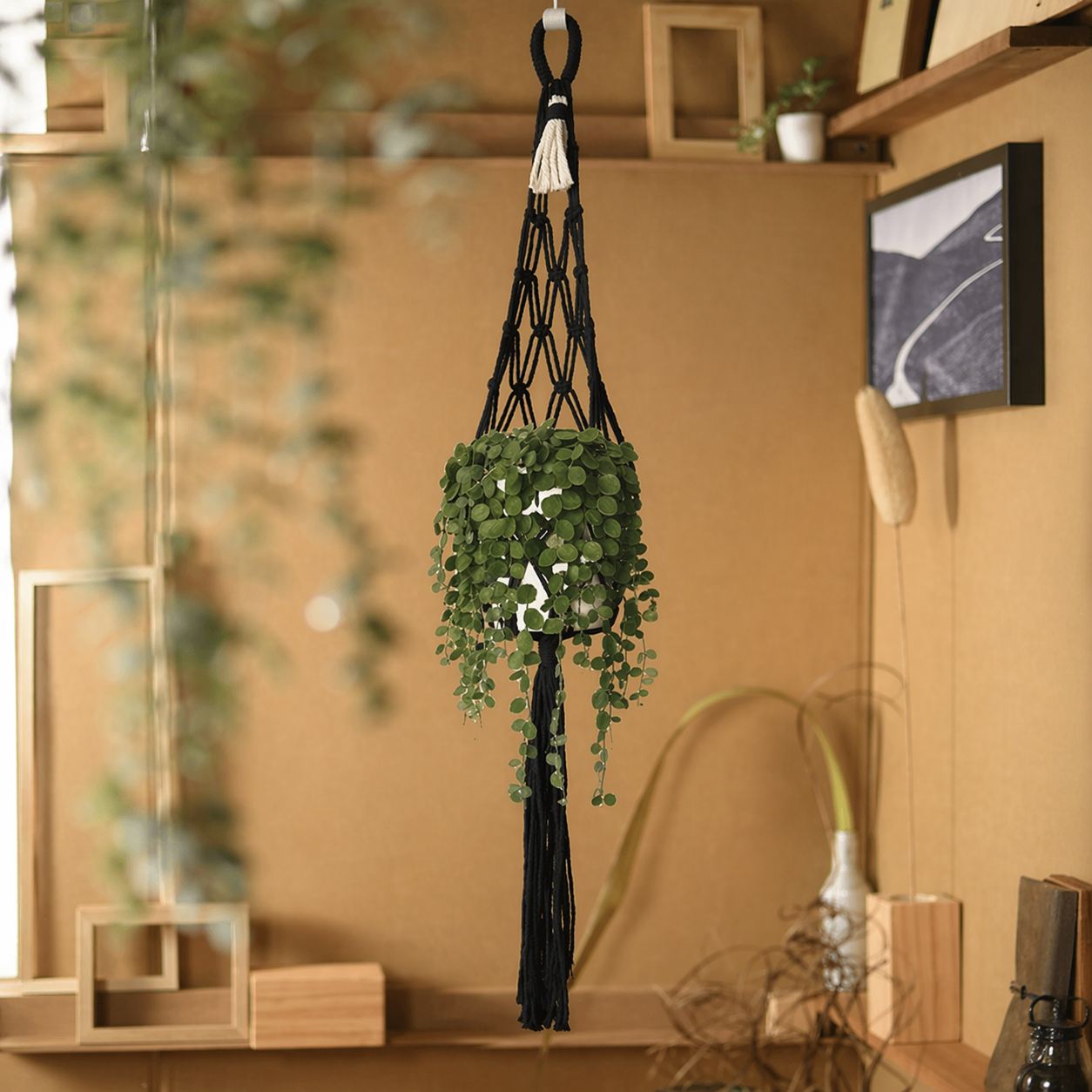 Handmade Macrame Boho Multifunctional Plant Holder With Tassel Decor