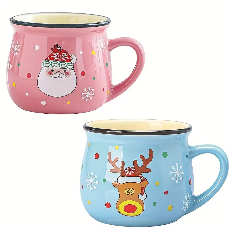 Pack Of 2 Ceramic Christmas Holiday Coffee Mugs 