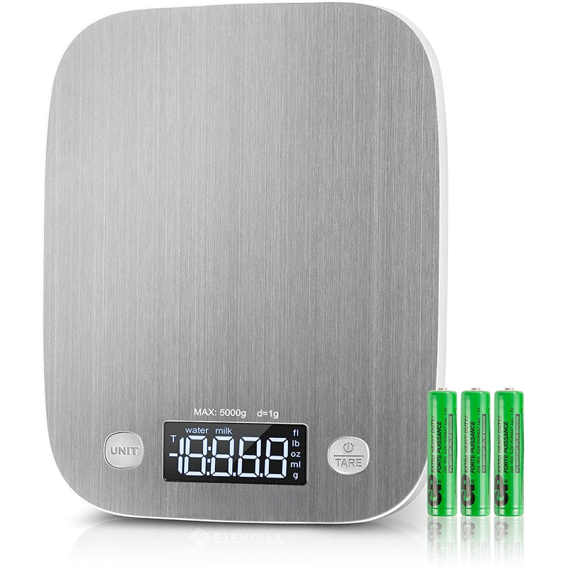Food Kitchen Scale, Digital Grams, Baking, Cooking, Keto And Meal Prep, Stainless Steel - Grafton Collection