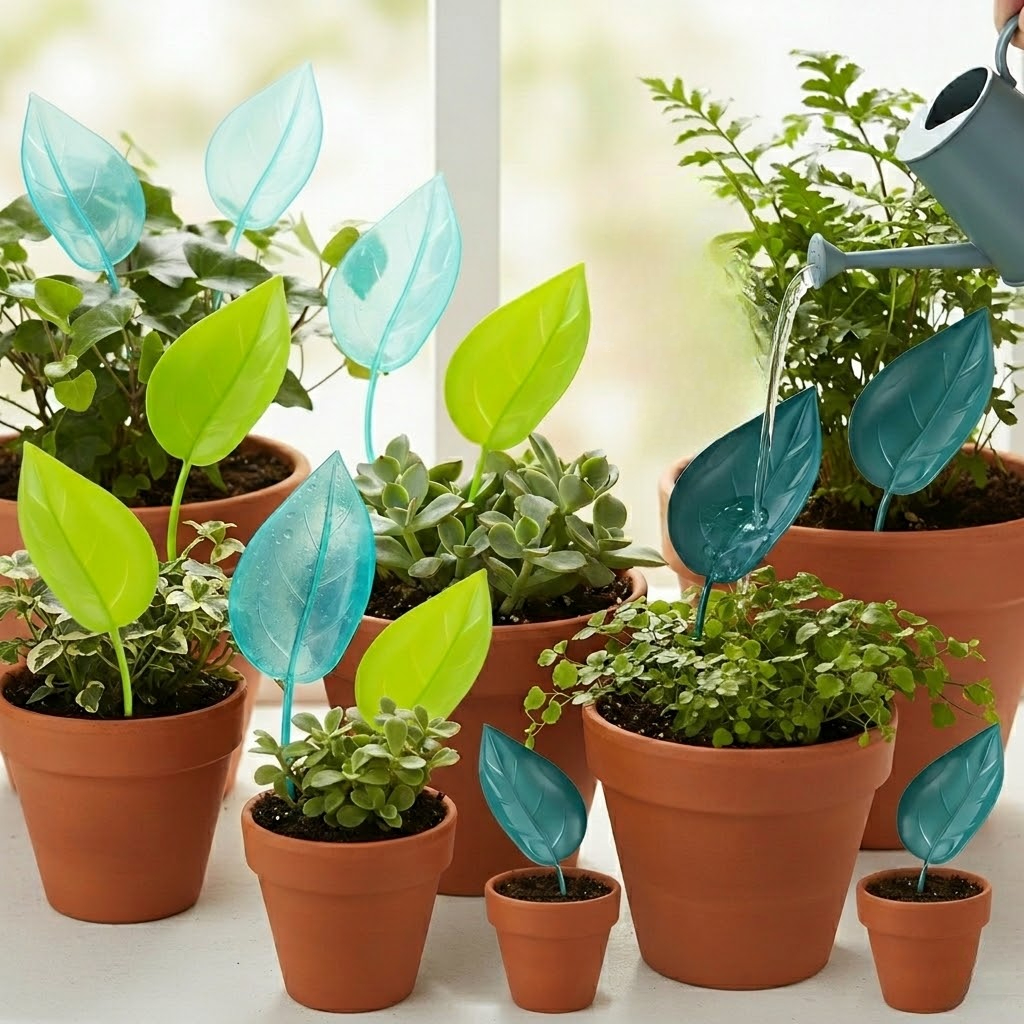 3 Piece Leaf Plant Watering Funnels For Indoor Outdoor Plant Care