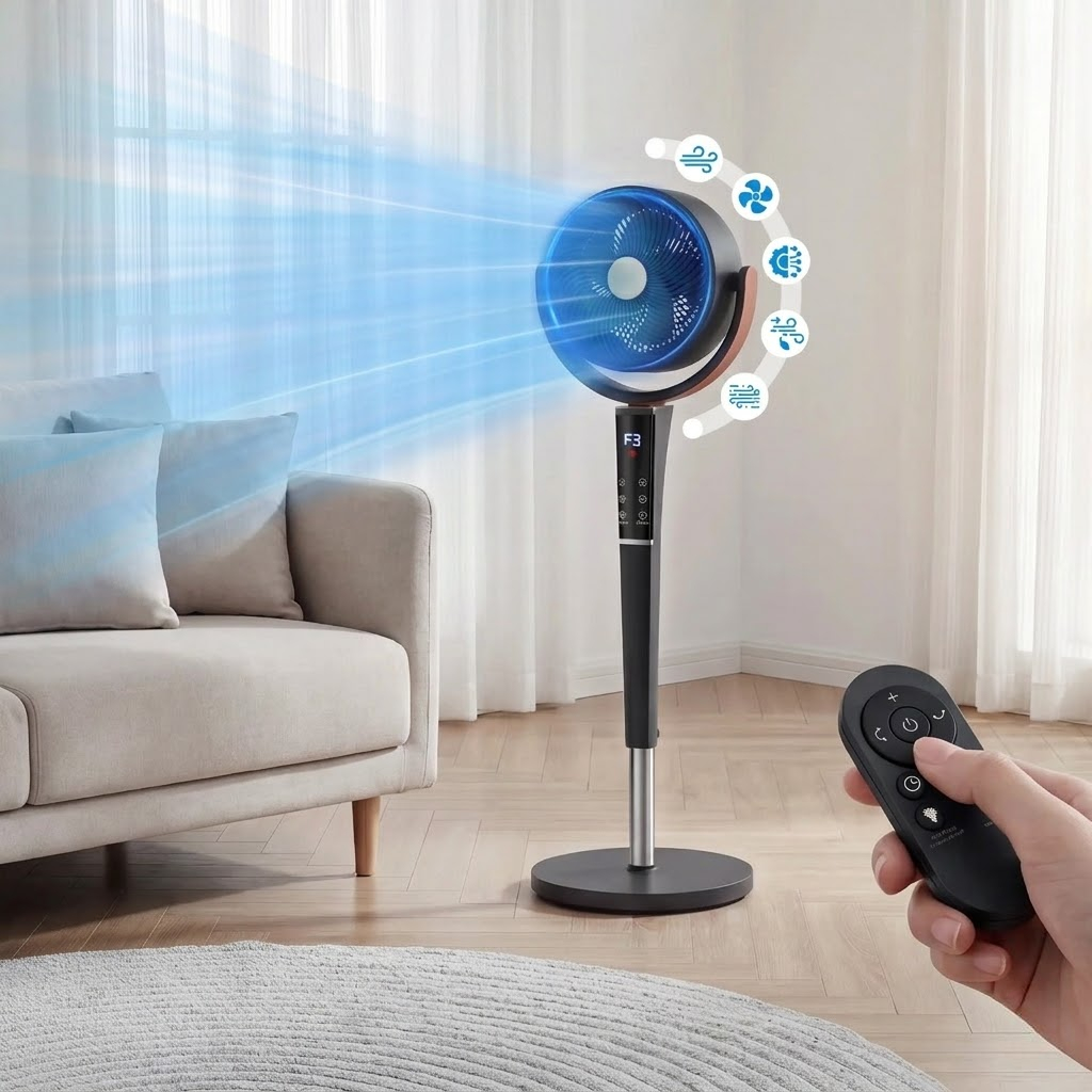 Portable LED Light Bedroom Pedestal Fan With Remote