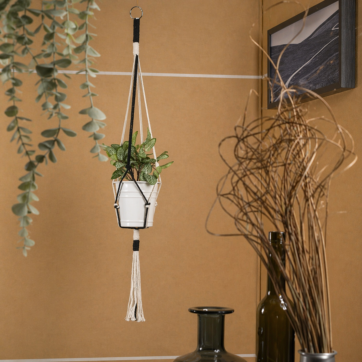 Handmade Macrame Boho Multifunctional Plant Holder With Tassel Decor