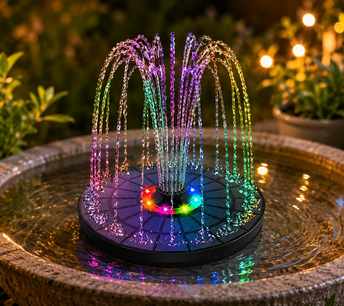 Solar Fountain Pump 1.5W Solar Powered Bird Bath Fountain Kit