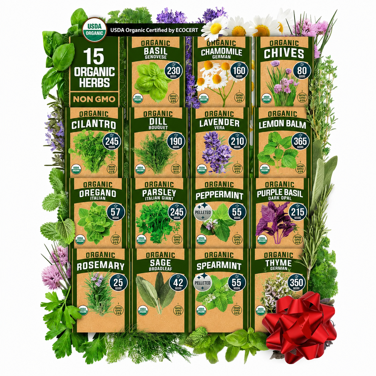 Indoor Outdoor Heirloom Herb Variety Seeds Pack