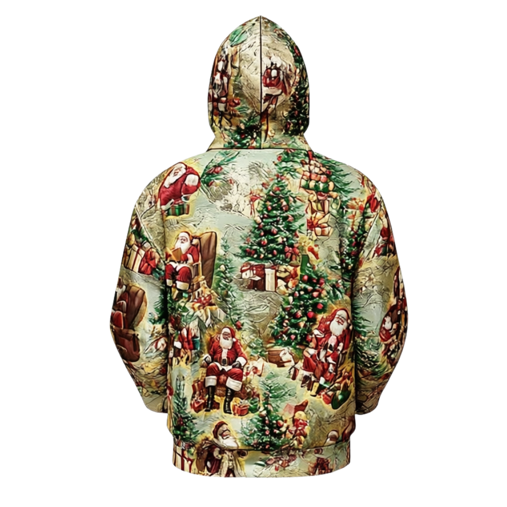 All Over Santa Costume Print Hoodie With Pocket