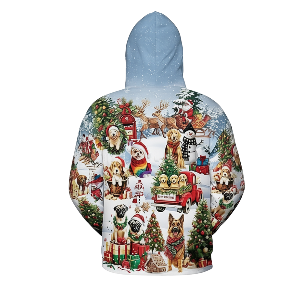 All Over Santa Costume Print Hoodie With Pocket