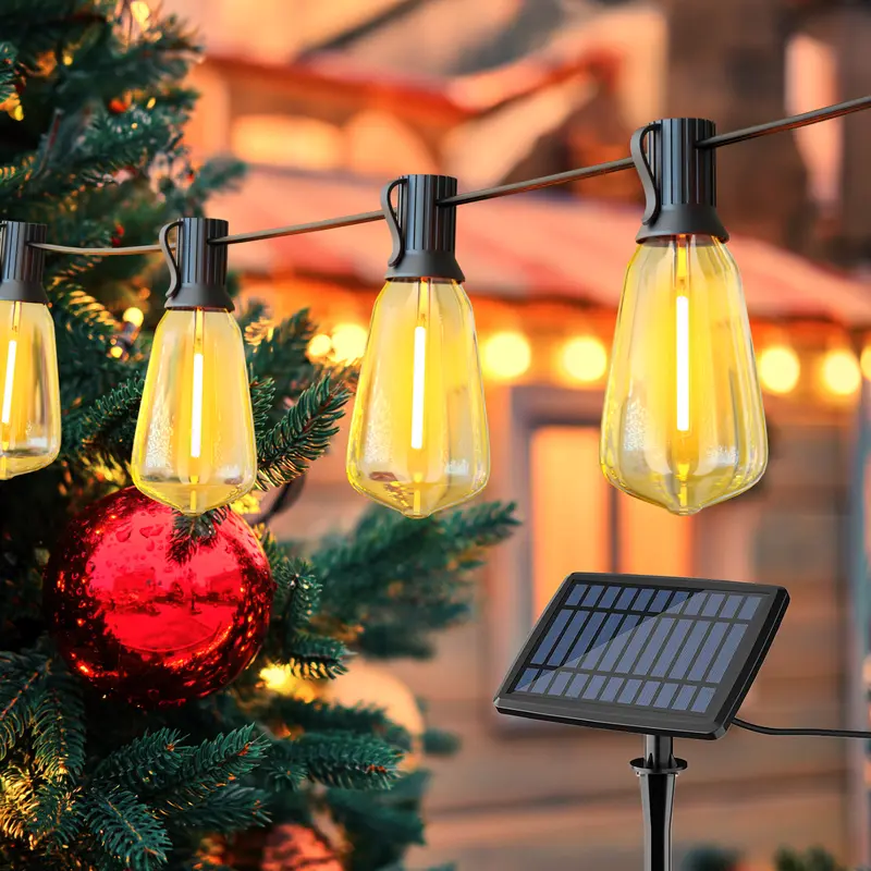 Solar Outdoor String Lights With Dimmable Shatterproof Bulb
