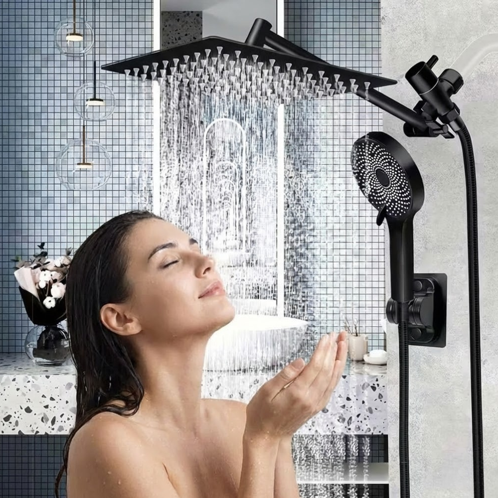 Rainfall And Handheld Shower Combo With Adjustable Arm