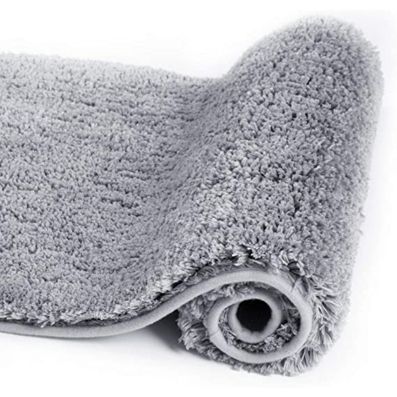 Gray Bathroom Rug Non Slip Bath Mat - Water Absorbent Soft Microfiber Shaggy Bathroom Mat Machine Washable Bath Rug for Bathroom Thick Plush Rugs for Shower - Grafton Collection