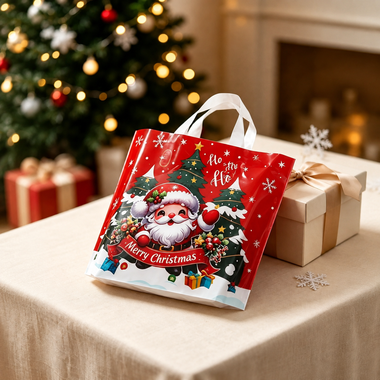Christmas Gift Bags With Festive Character Prints For Holiday Gift Packaging