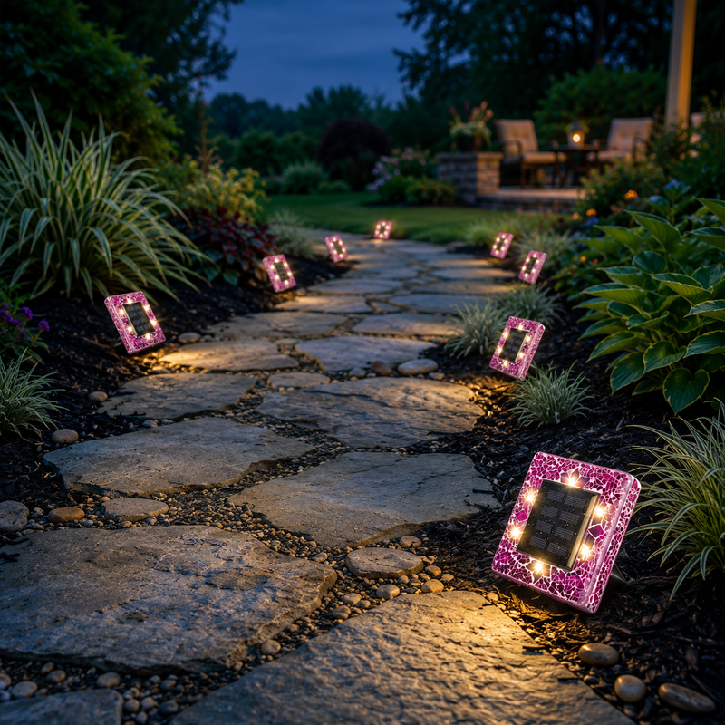 Waterproof Solar LED Mosaic Disk Design Lights For Pathway Decoration