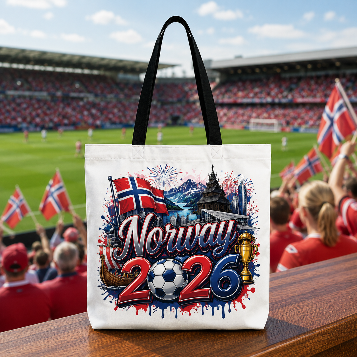 World Cup 2026 Norway Graphic Printed Football Supporter Tote Bag