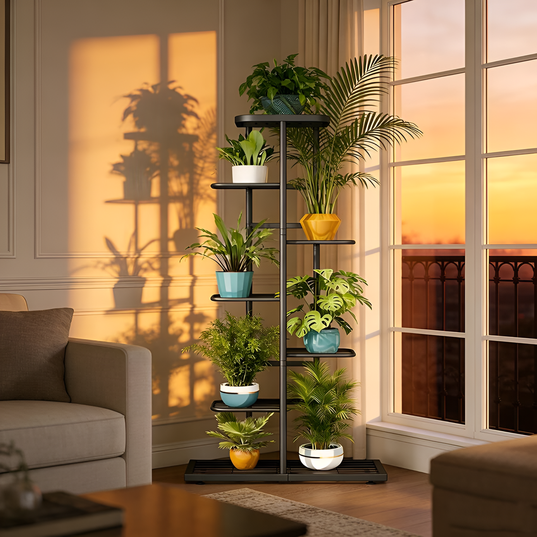 Multi Tier Flower Pot Display Stand For Living Room Decor