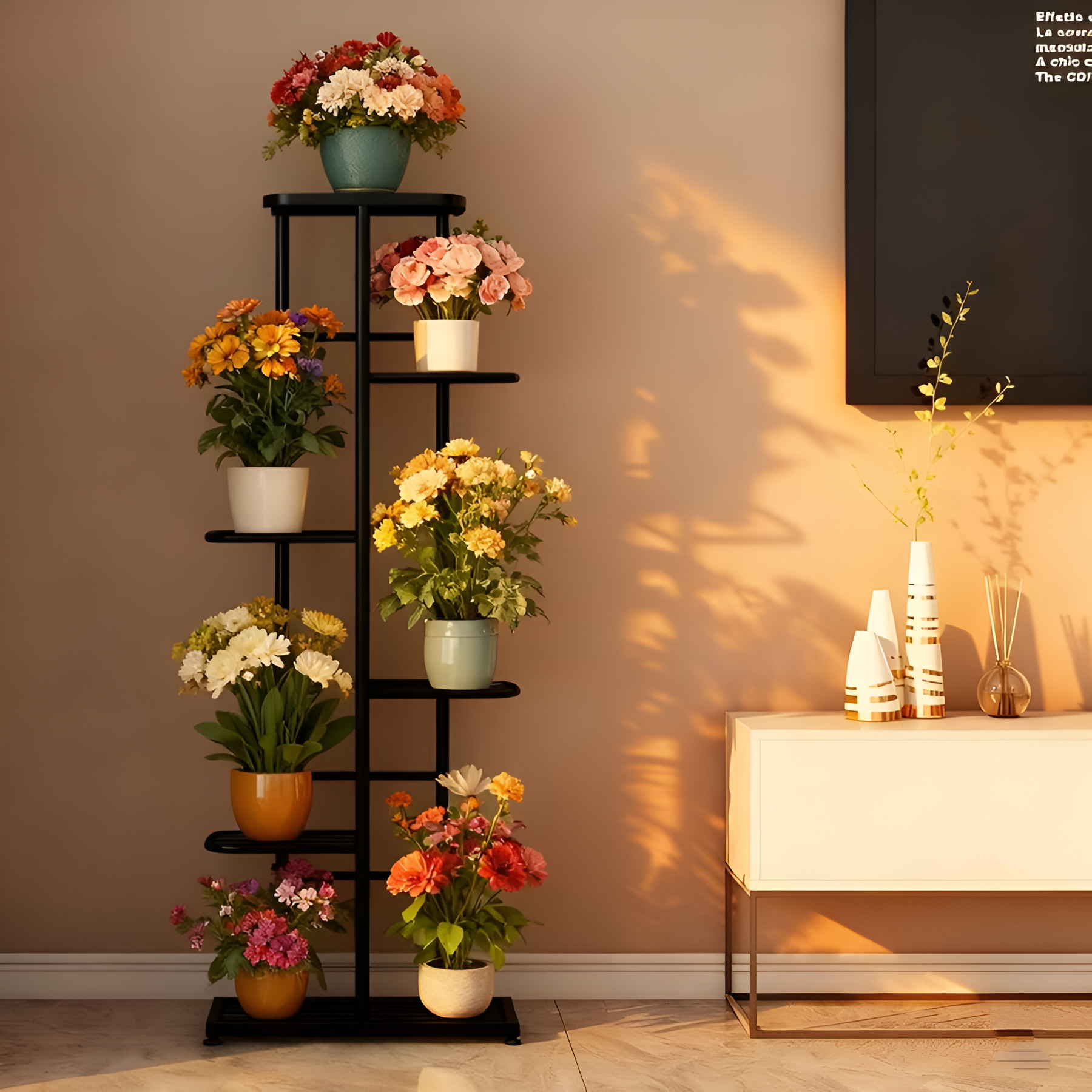 Multi Tier Flower Pot Display Stand For Living Room Decor