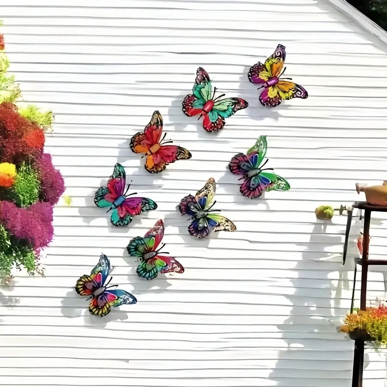 8pcs Metal Butterfly Wall Art Decor, Suitable For Garden, Fence