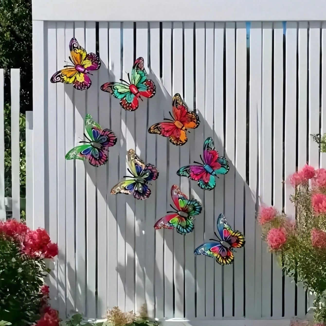 8pcs Metal Butterfly Wall Art Decor, Suitable For Garden, Fence
