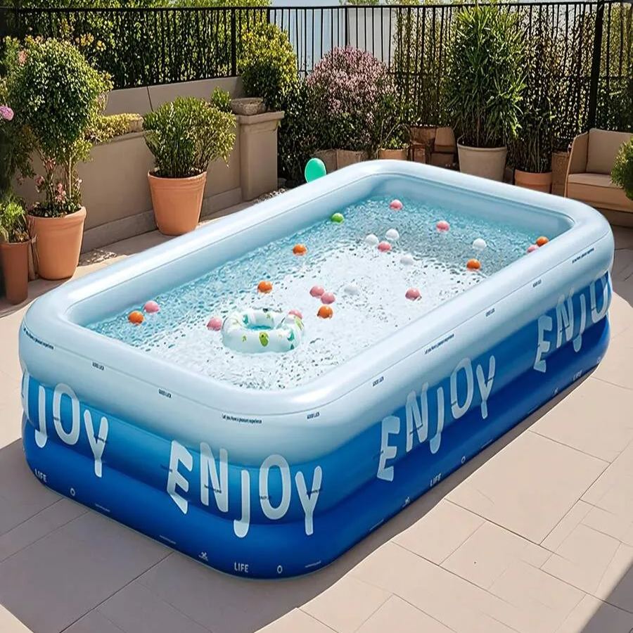 Large Inflatable Swimming Pool, Ocean Design, Cute & Durable PVC Material, Foldable & Portable, Suitable For Family Garden Parties And Backyard Entertainment, Patio Decor Pool, Colorful