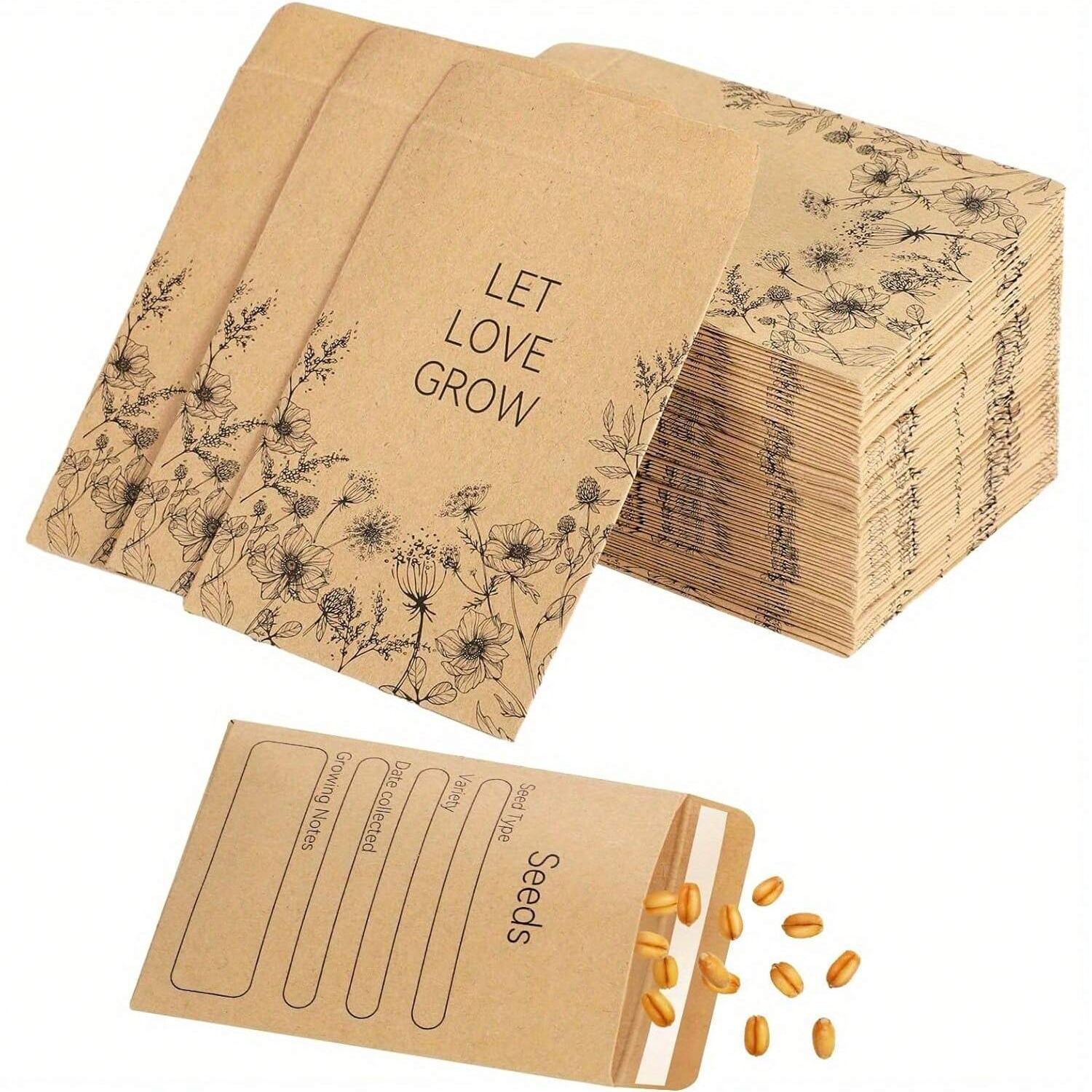 Small Kraft Paper Seed Envelopes With Preprinted Template For Storage And Organizer