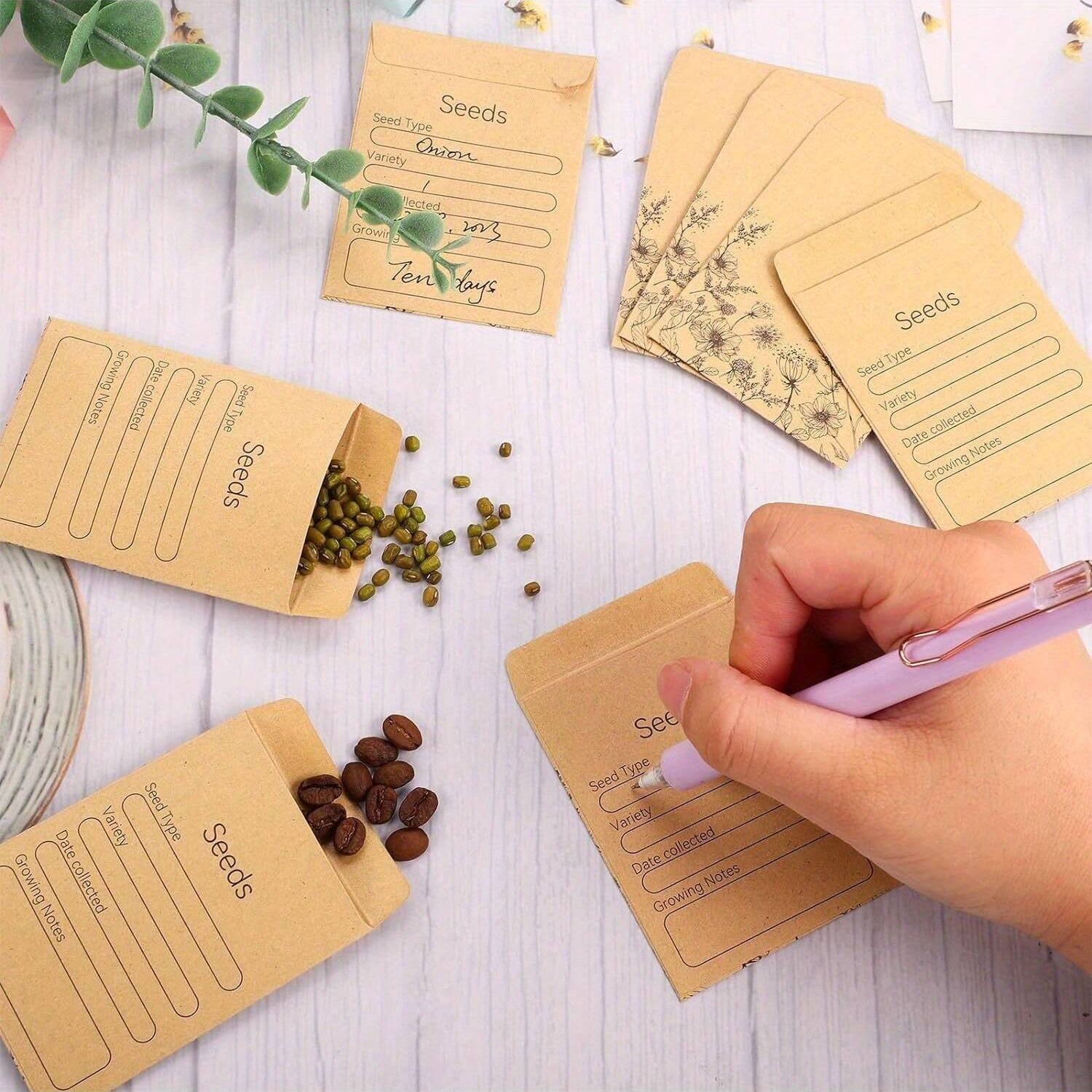 Small Kraft Paper Seed Envelopes With Preprinted Template For Storage And Organizer
