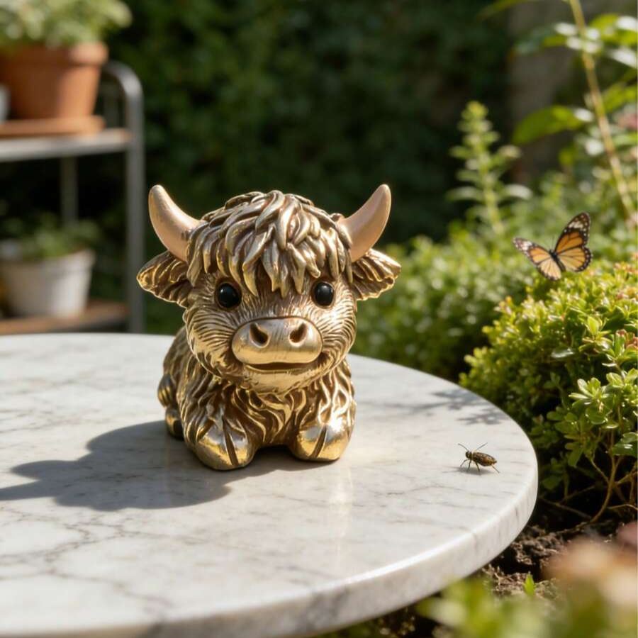 Highland Cow Resin Planter For Succulent And Small Plants Office Desk Decor