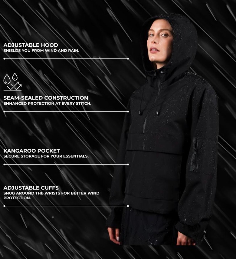 【Restocked】PUFFIT STM-TEX Waterproof Oversized Fall Hoodie Coat Warm Half Zip Rain Jacket with Adjustable Waist, Hood & Cuffs, Jacket Outerwear with Large Kangaroo Pocket for All Seasons Daily Wear #FallFreshness,Shell Jacket,Ski Jacket,Plus Size Fit