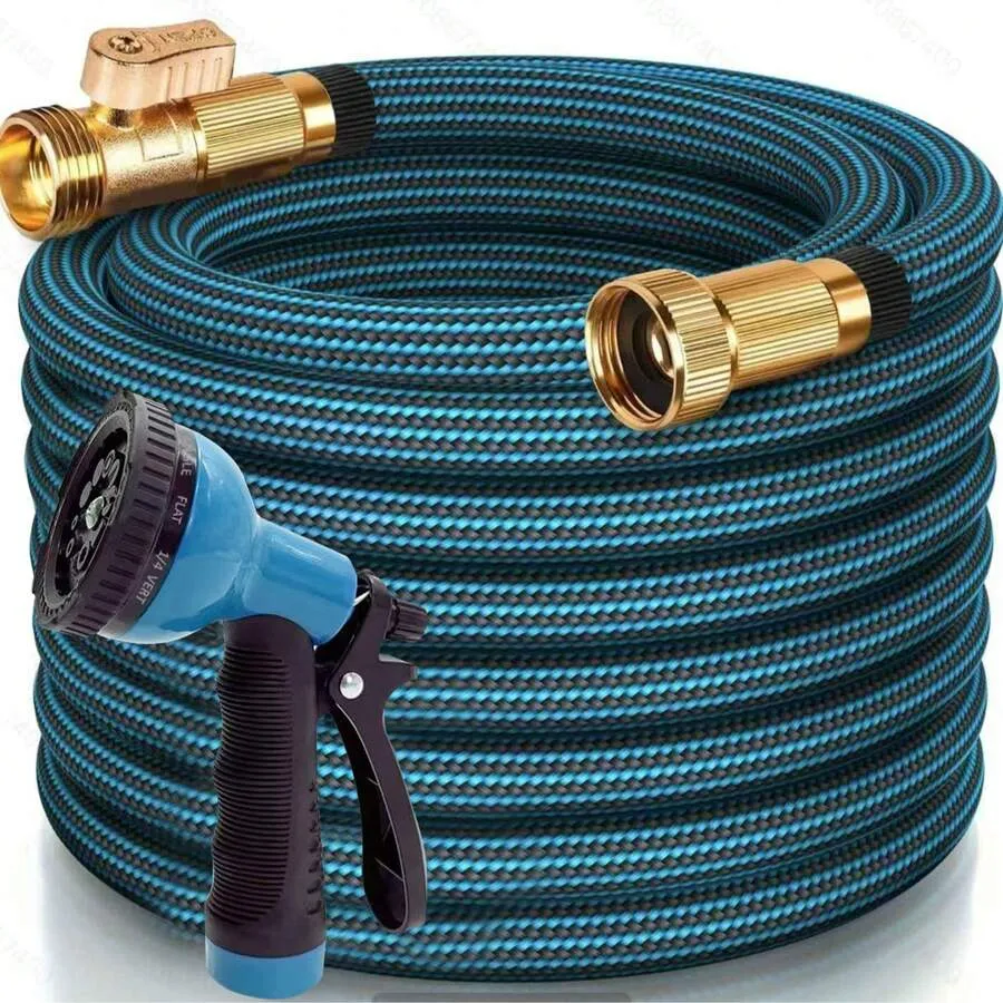 Lightweight Non Expandable Garden Hose With 10 Function Spray Nozzle For Yard Lawn Car Wash Outdoor Use