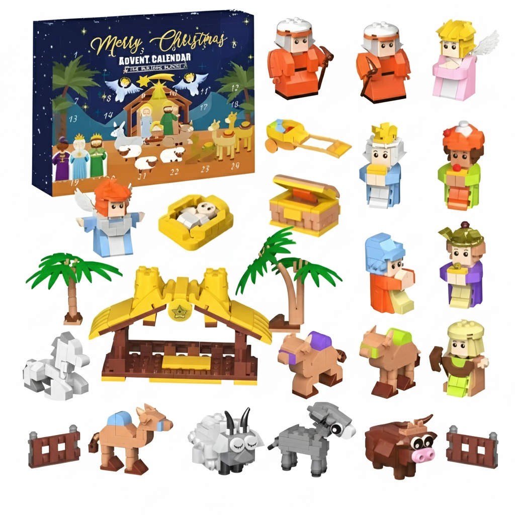 Christmas Advent Calendar With 24 Day Countdown And DIY Nativity Brick Figures