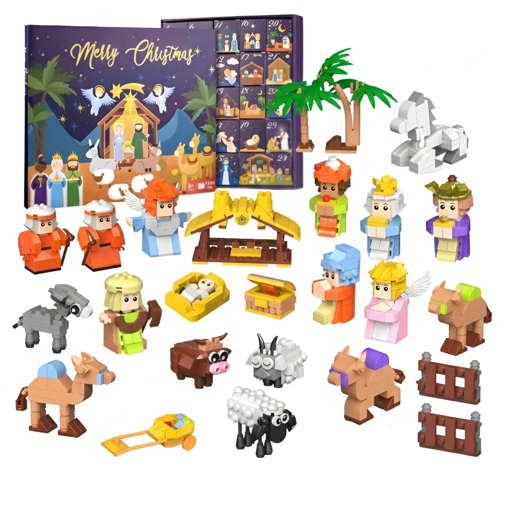 Christmas Advent Calendar With 24 Day Countdown And DIY Nativity Brick Figures