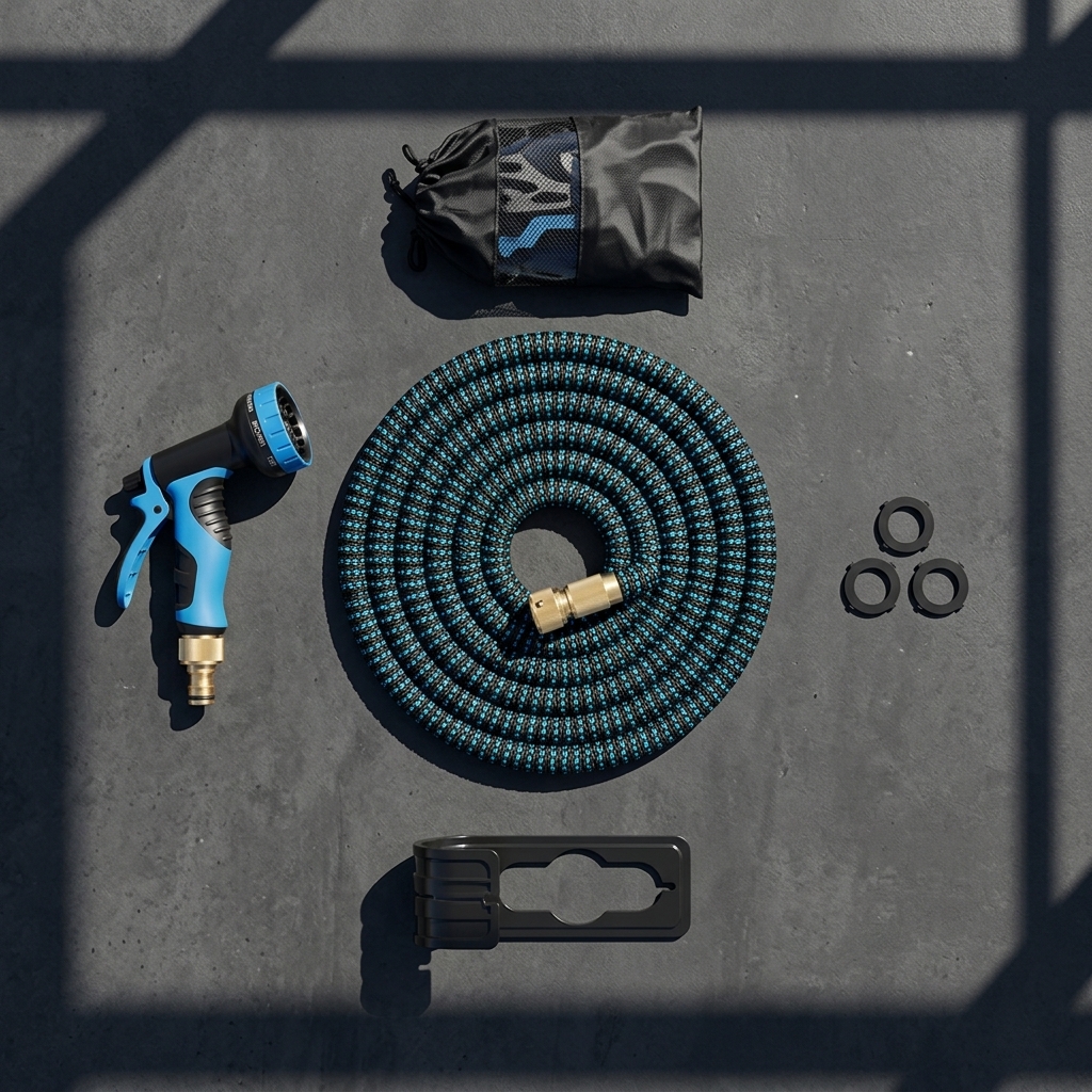 Expandable Garden Hose Kit With 10-Function High-Pressure Spray
